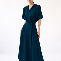 Maxi Dress for Plus Size Women with Cinched Waist Design, Flared Shirt for Casual Wear and Everyday Occasions, Flattering Fit