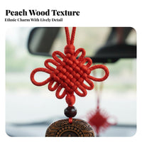 Intricately Carved Peach Wood Car Decoration Ideal Gift Engraved Wood Car Charm for Feng Shui Enthusiasts, Drivers, Rearview Mirror, Office