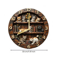 Feline Wall Timepiece Gold Numerals Retro Feline Timepiece Analog Three-Hand