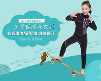 ZCCO新款儿童潜水服连体长袖拉链保暖3mm游泳衣套装潜水服