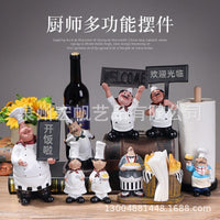 Modern Chinese Style Resin Chef Figurine Set for Kitchen Decor