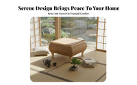 Japanese design Woven Top woven mat Table Serene Aesthetic Floor Desk Space-Saving Home Furniture space-efficient Design for Minimalists, Apartment Dwellers, People in Small Homes, Bay opening, Balcony, Living Room, Bedroom