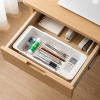 Expandable Drawer Organizer, Adjustable Cutlery Organizer for Kitchen, Multi-Purpose Plastic Tray, Neutral Japanese Style for Office
