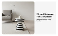 Toadstool-Inspired-Shaped Stool Striped Design Home Decor Low Maintenance