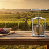 Grape Press with Stainless Steel Barrel Hand-Operated Manual Juice Maker Compact