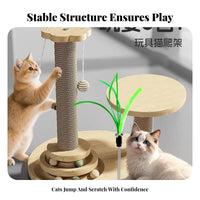 Stable Design Cat Tree with Scratching Post Non-Slip Base Cat Scratching Post with Toys Includes Catnip Balls for Indoors, Living Room, Home