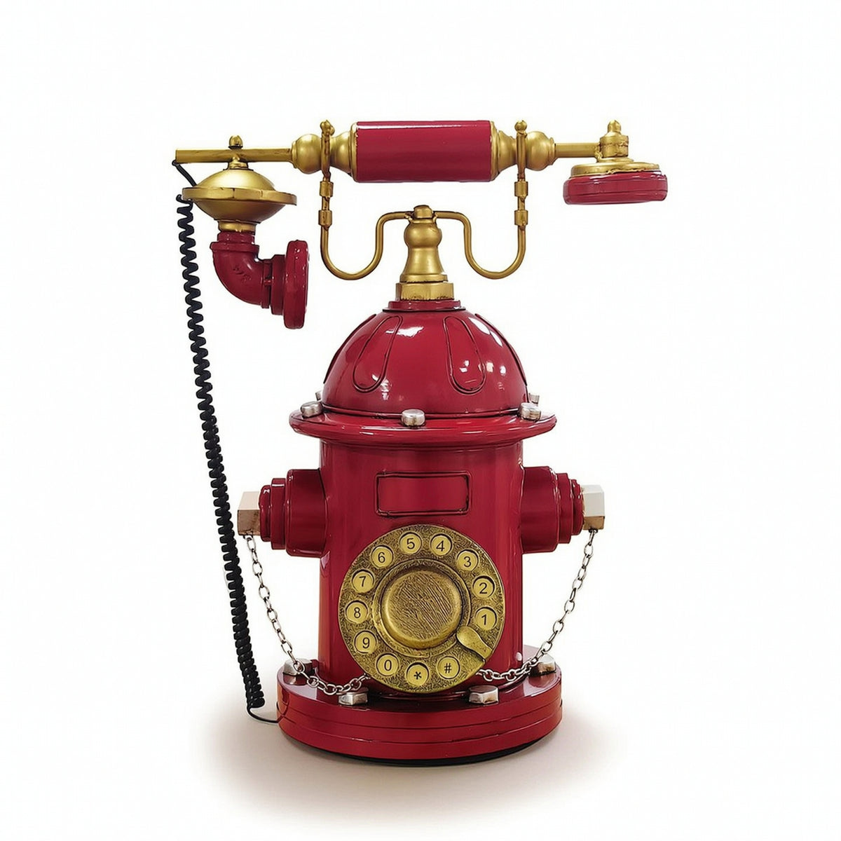 Hydrant-Style Telephone Model Realistic Decorative Telephone Model Classic