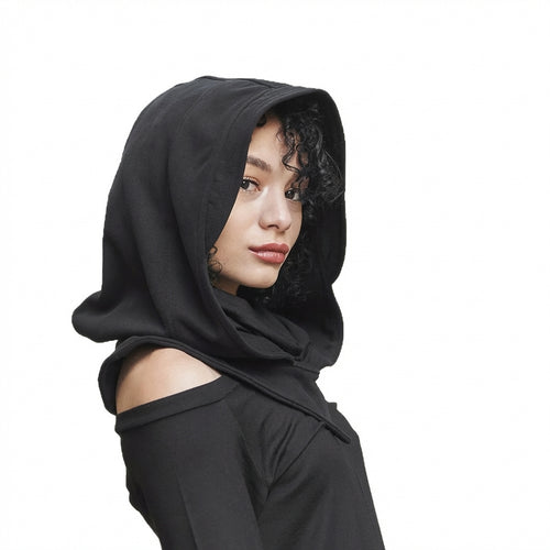 Hooded Face for Halloween Stage Performance, Fantasy Theme Hooded Cloak, Polyester