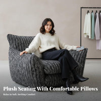 Plush Single-Seater Sofa Modern Minimalist Design Oversized Upholstered Armchair Luxurious Comfort Removable Padding Cover