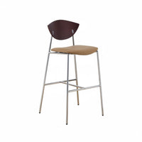 Wooden Bar Stool with Woven rearrest Integrated Footrest Seating Furniture Ergonomic Design Padded Seat for Interior Designers