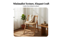 Wabi-Sabi Aesthetic Woven-Back Folding Armchair With Armrests Woven Back Folding Chair Foldable Design Household Furniture Space-Saving for Homeowners, Adults, Renters