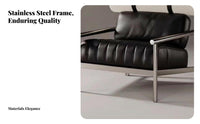 Upholstered Metal Frame Chair Nordic Aesthetic Armchair Light Luxury Design Comfortable Cushioning for Homeowners, Readers