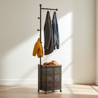 Freestanding Garment Rack with Storage Shelf, Metal Clothes Organizer for Bedroom and Living Room