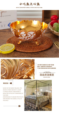 European Patterned Metal Fruit Bowl for Living Room and Tea Table