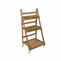 Floor-Standing 3-Tier Ladder Stand Tiered Design 3-Tier Rolling Plant Stand Space-Saving Flower Display Movable with casters for Gardeners, Homeowners, Apartment Dwellers, Living Room, Balcony, Indoor Spaces, Front Porch