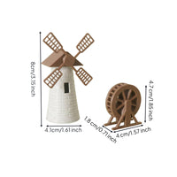 2 Pieces Miniature Landscape Decoration Set Decorative Wind-Powered Mill Model
