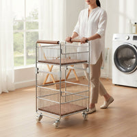 Tiered Laundry Basket Layered Rolling Laundry Basket Movable