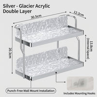 Kitchen Rack Storage Countertop Organizer, Two Tier Carbon Steel Wall Mounted Design, Hanging for Small Spice Desktop