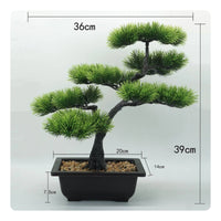 Tabletop Conifer Bonsai Low Maintenance Artificial Potted Conifer Green