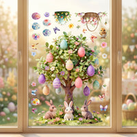 Easter Egg Window Decoration Easter Window Clings Removable PVC Sticker Sheet for Home, Window, Walls, Classroom