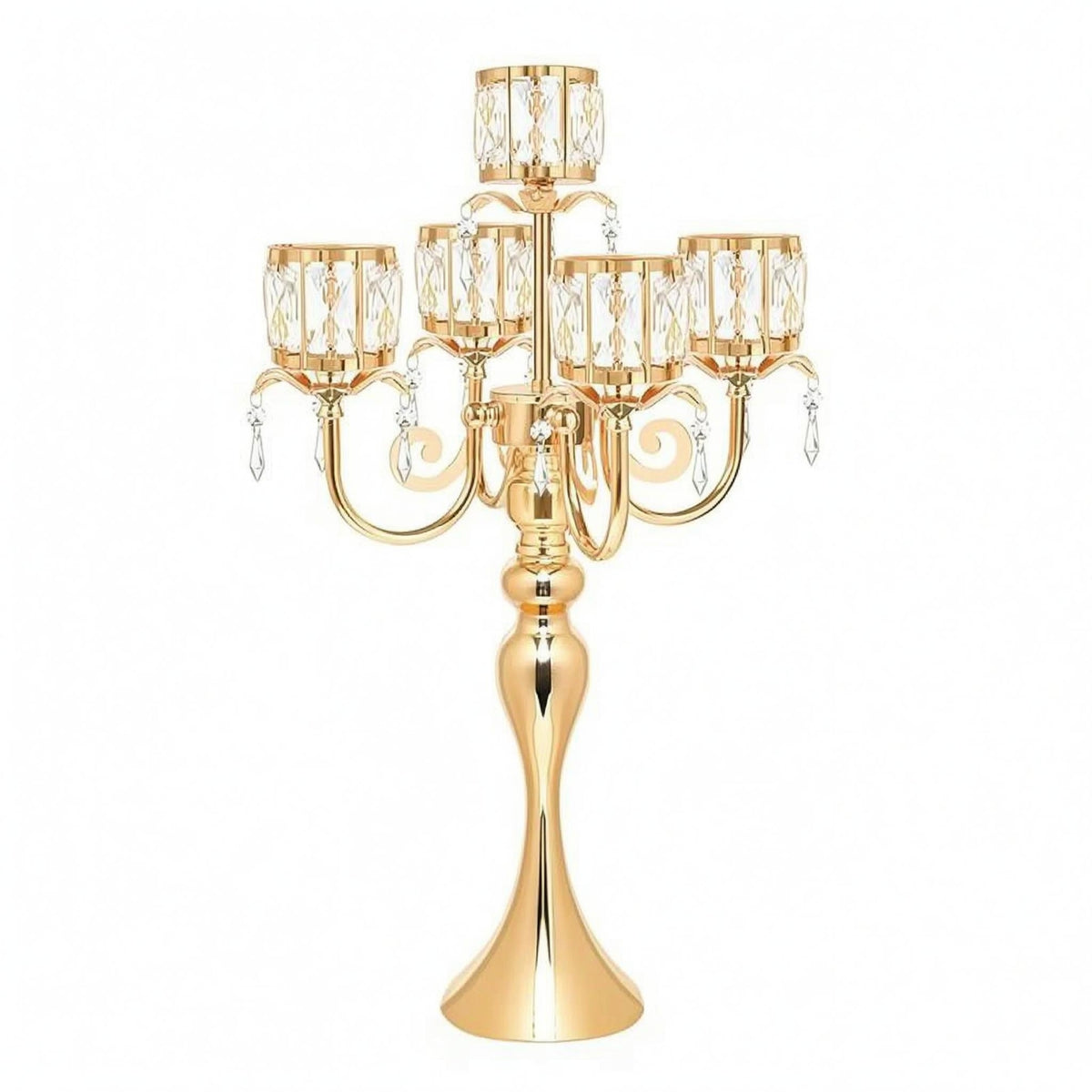 5-Head Candlestick Holder Gold-Toned Home Decor Metal