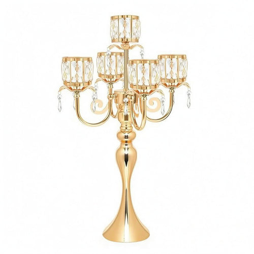 5-Head Candlestick Holder Gold-Toned Home Decor Metal