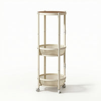 Rolling Cart with Table Top Three-Tier Space-Efficient-Tier Storage Trolley Movable Rolling Side Table for Kitchen