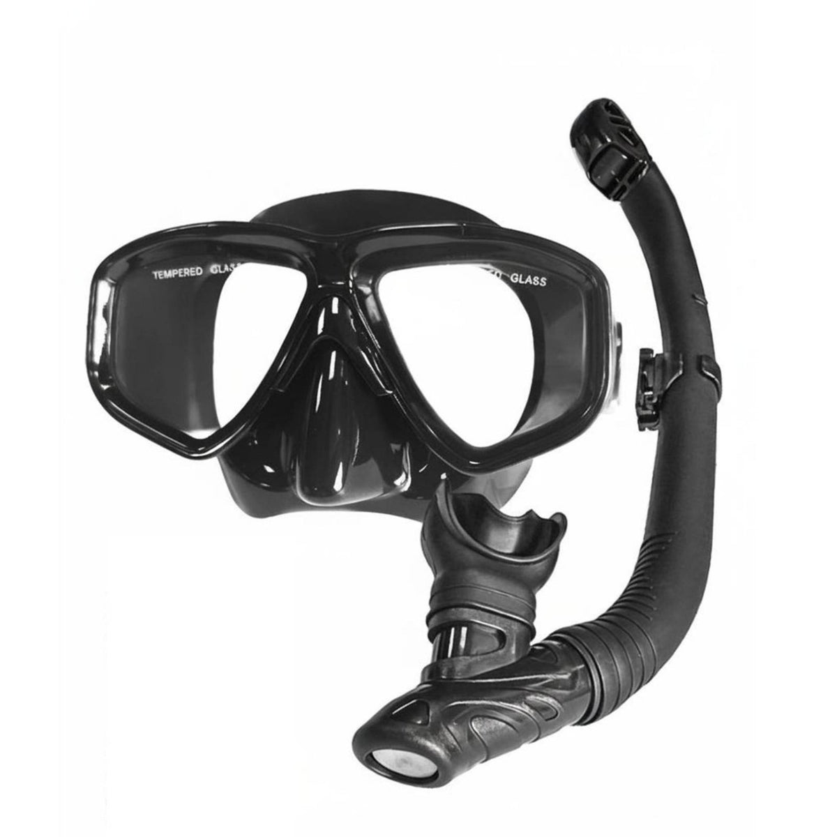 Leak-Proof Seal Diving Mask and Snorkel Combo Tempered Glass Lens Snorkel Mask and Tube Set Adjustable Strap Snorkeling Gear Food-Grade Silicone for Adults, Beginners, Swimmers, Beach Vacation, Recreational Swimming, Pool Training