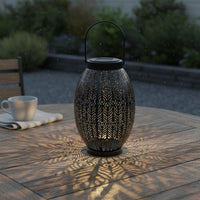 Solar Hanging Lantern Energy Saving Hollow Metal Lantern Warm Light for Lawn