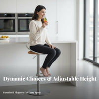 Adjustable Pedestal Stool Minimalist Design Pedestal Bar Stool Upholstered Seat Ergonomic Backrest for Business Owners, Bistro