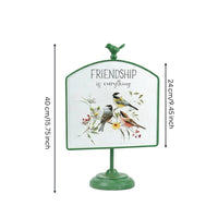Bird Floral Sign Decorative Garden Sign Pedestal Stand Tabletop Display