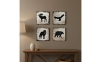4 Pieces Wooden Creature Outline Plaques Nature Inspired for Bedroom