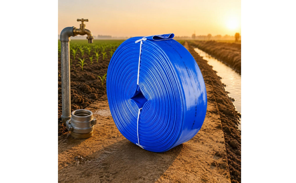 Flat Hose Ribbed Lay-Flat Hose Yard Watering Woven-Looking Garden Supply Coiled Roll