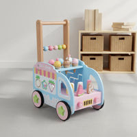 Wooden Ice Cream Pusher Multifunctional Activity Central Ice Cream Pusher Balance Coordination Training Learning Walking Toy for Young Children
