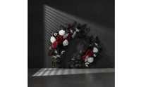 Gothic Sign with Artificial Flowers Floral Spooky Plaque Decorative for Entryway