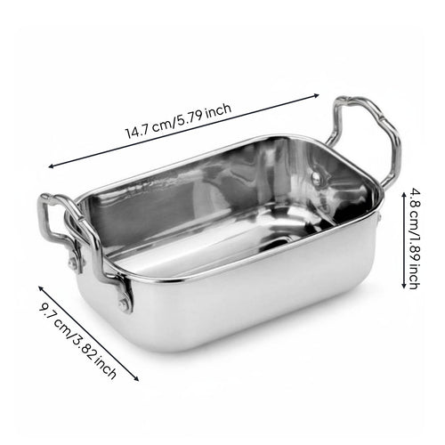 Stainless Steel Salad Bowl Stainless Steel Food Tray Easy to Clean Rectangular Serving Pan for Home Cooks, Restaurant, Party