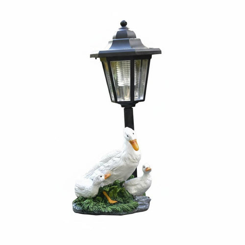 Garden Duck Statue Planter Weather Resistant Duck Family Solar Light for Patio