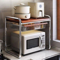 Microwave Oven Rack Metal Frame Countertop Storage Rack Rounded Tube Legs Cabinet Shelf