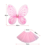 Butterfly Costume Set Transparent Layered Butterfly Wing Pair Costume Flared Silhouette Tutus Skirt Set for Children