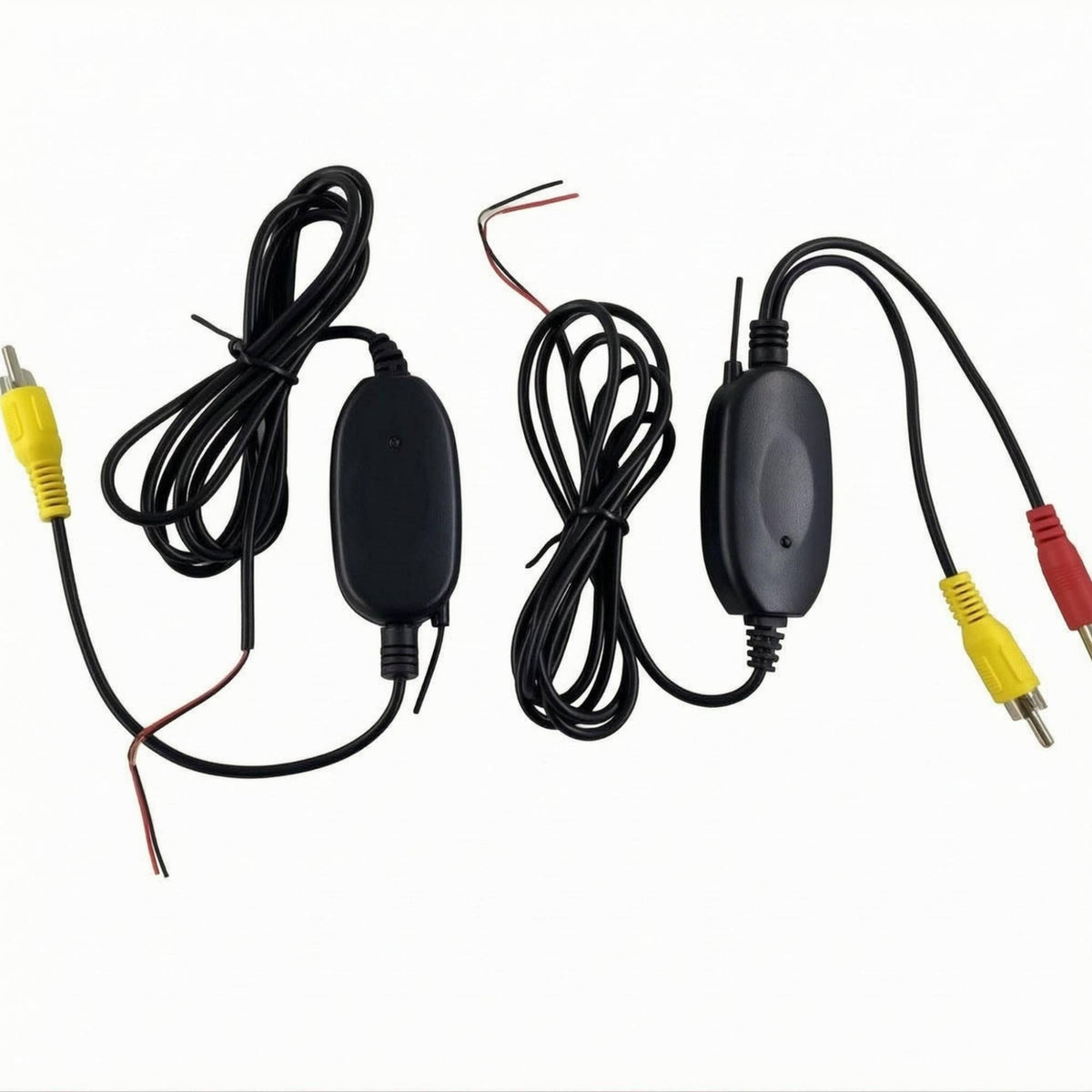 Car Audio and Video Transmitter Receiver Inline Wireless Car Transmitter Set RCA Receiver Set Exposed Power Wires