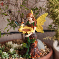 Bird Feeder Fairy Feeder Ornamental Outdoor Decor Hand-Painted Figurine for Patio