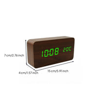 Wooden LED Alarm Timepiece Wood Grain Design Home Decor Temperature Display