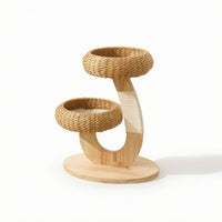 Wooden Pet Perch System with Rattan Perch Compact Space-Saving Feline Furniture for Cats, Kittens, Living Room