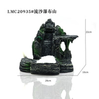 厂家直供鱼缸装饰工艺品假石DIY流沙瀑布树脂假山水族造景草配件