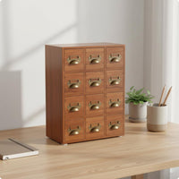Desk Drawer Cabinet Japanese Style Wooden Drawer Organizer Space-Saving Wooden Desk Cabinet for Crafters