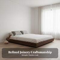 Headboardless levitating Bed Frame Nordic Design low-height Bed Frame Japanese design sensibility Bedroom Furniture for Apartment Dwellers, partners, Guest Room