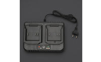 Twin Battery Charger Corded Twin Channel Charger Electronics Accessory Black Rounded Shape