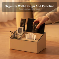 Multi-Compartment Remote Holder Minimalist Design Desktop Organizer for Families
