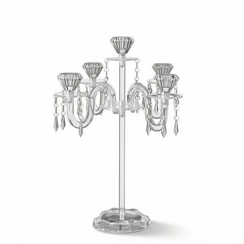 Candelabra with Crystal Pendants Decorative Candle Holder with Crystal Pendants Luxurious Decor for Wedding Planners, Party Hosts
