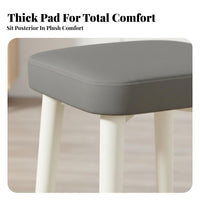 Upholstered Vanity Stool Non-Slip Foot Pads Stackable Tufted Footstool for Women